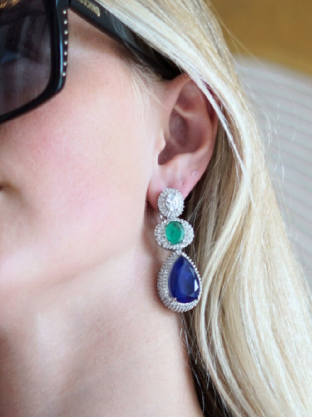 Indigo Rhodium Plated Earrings